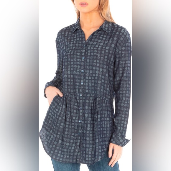 APNY 100% Organic Cotton Polka Dot Button-Up Tunic - Picture 2 of 10